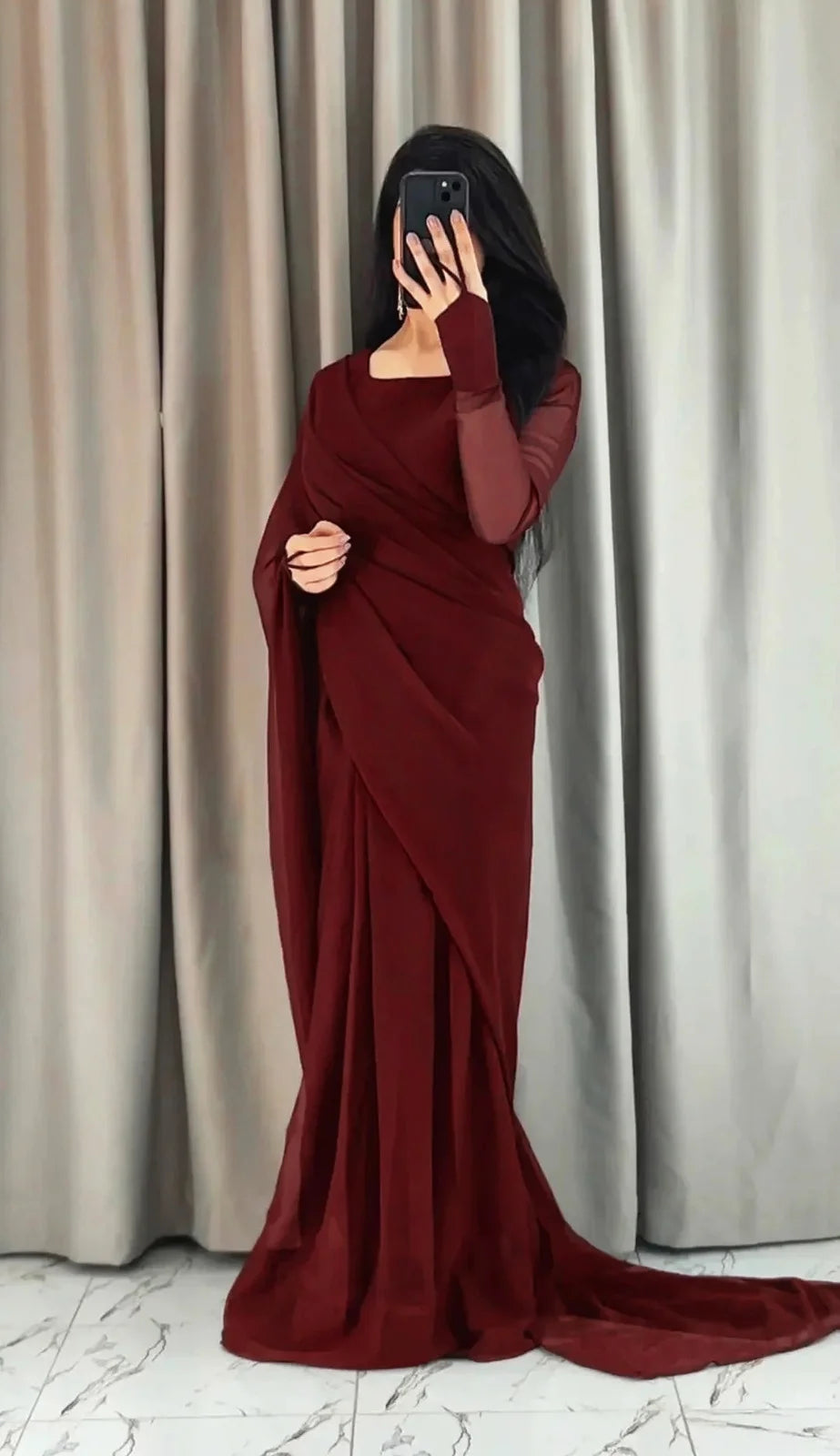 Chiffon Saree – Ready to Wear - view 2 | Sunflare.pk