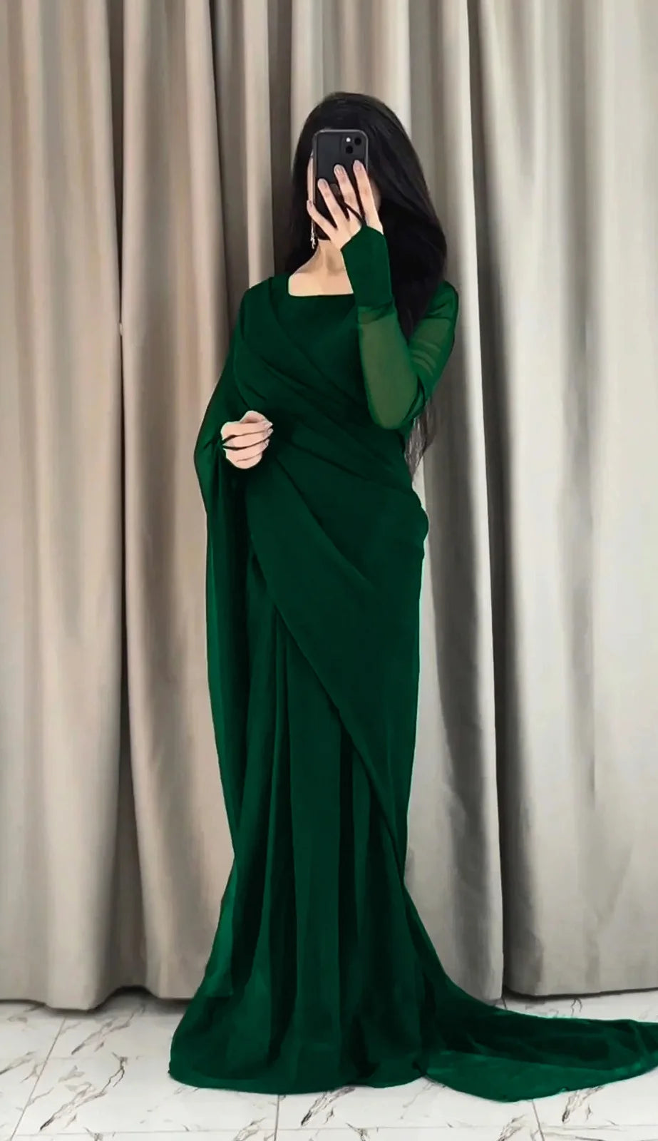 Chiffon Saree – Ready to Wear - view 5 | Sunflare.pk