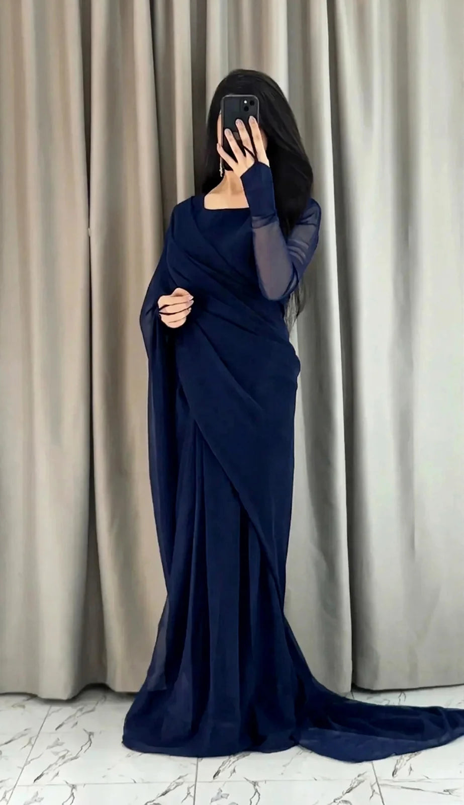 Chiffon Saree – Ready to Wear - view 6 | Sunflare.pk