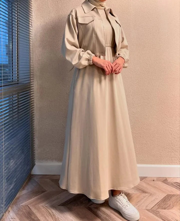 Zipper Jacket & Sleeveless Maxi – 2 Piece - view 4 | Sunflare.pk