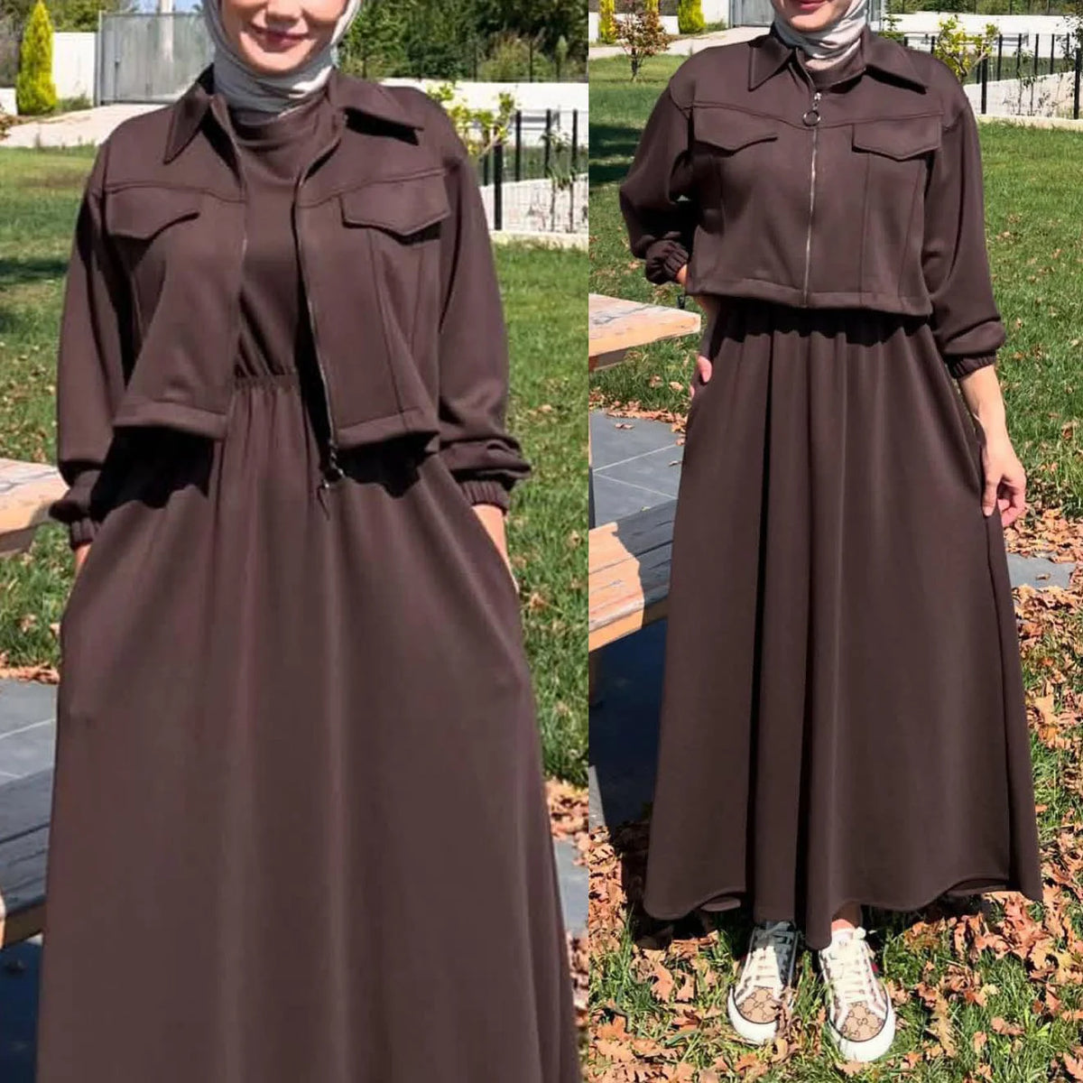 Zipper Jacket & Sleeveless Maxi – 2 Piece - view 5 | Sunflare.pk
