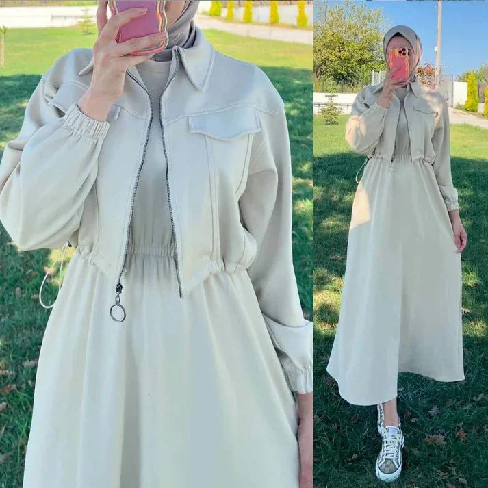 Zipper Jacket & Sleeveless Maxi – 2 Piece - view 8 | Sunflare.pk