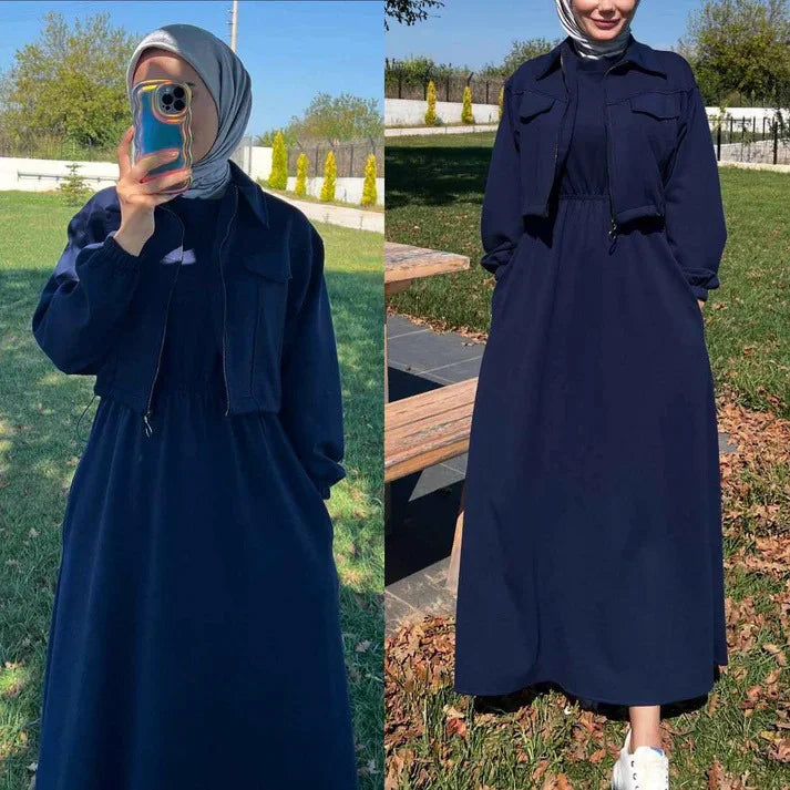 Zipper Jacket & Sleeveless Maxi – 2 Piece - view 3 | Sunflare.pk