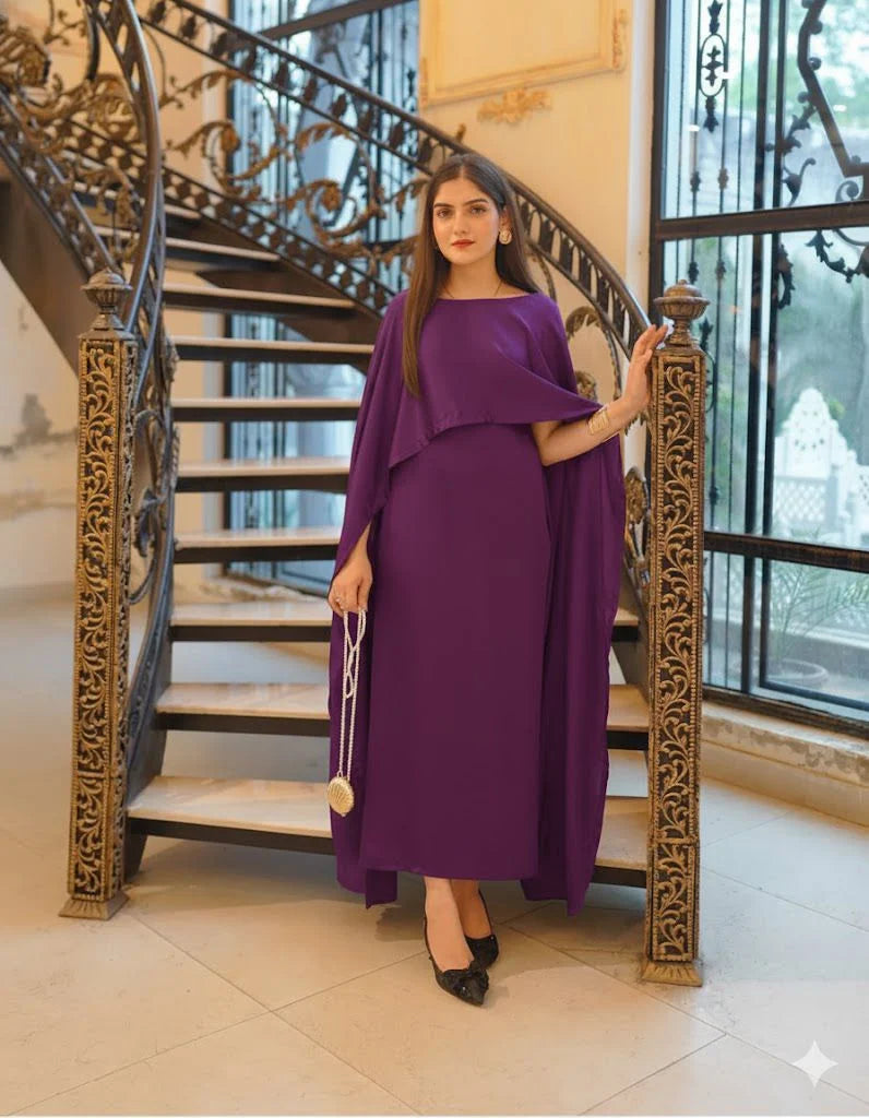 Cape Maxi – Elegant Silk Long Dress