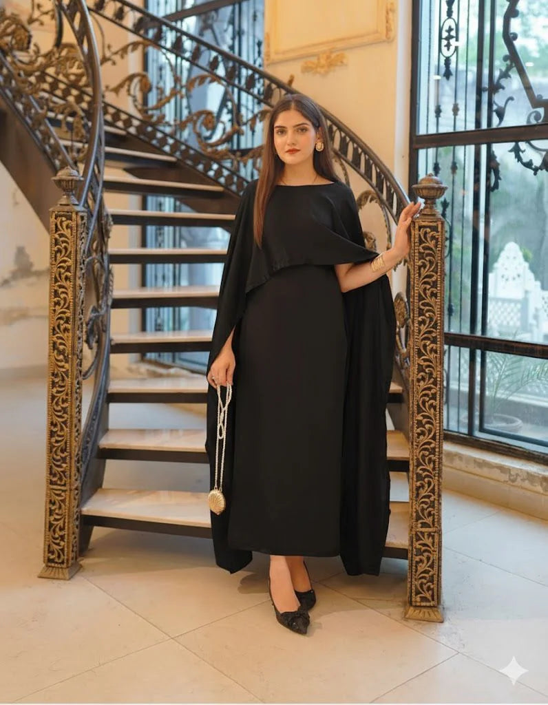 Cape Maxi – Elegant Silk Long Dress