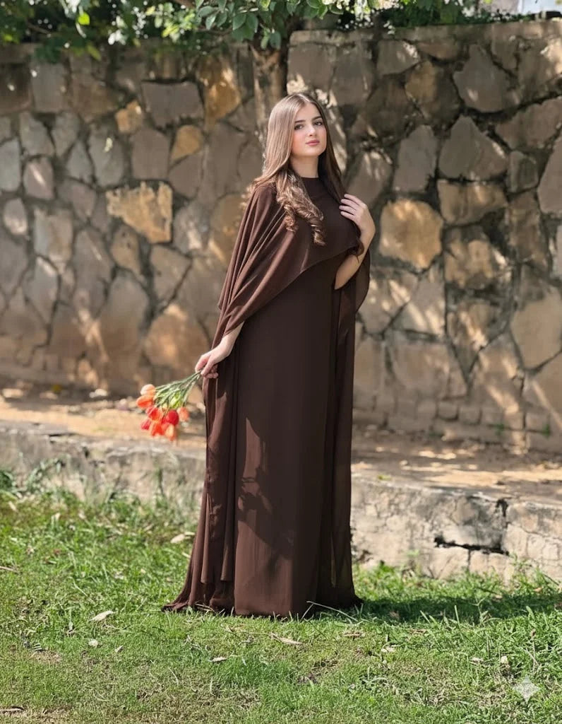 Cape Maxi – Elegant Chiffon Long Dress