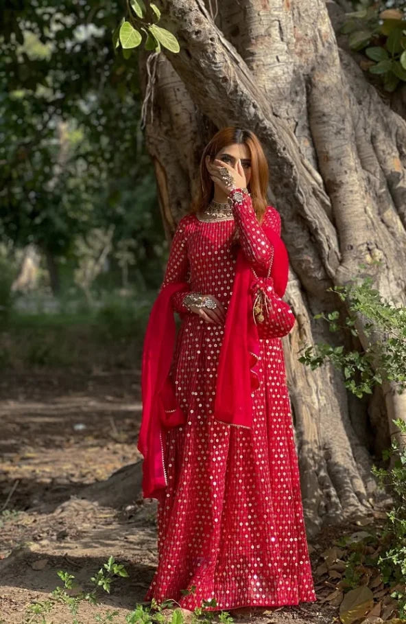 Noor e Naaz - Chiffon Maxi 3PC with Potli