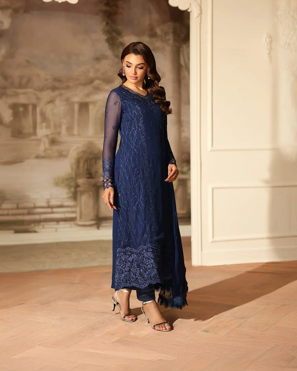 Chikankari Sequins Embroidered - Stitched 3pc