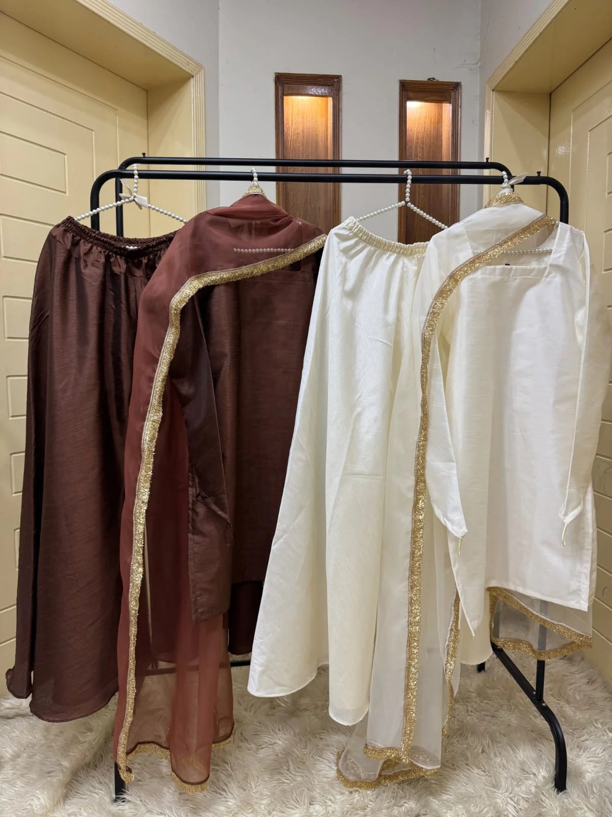Luxe Raw Silk Sharara Set with Organza Dupatta - 3pc