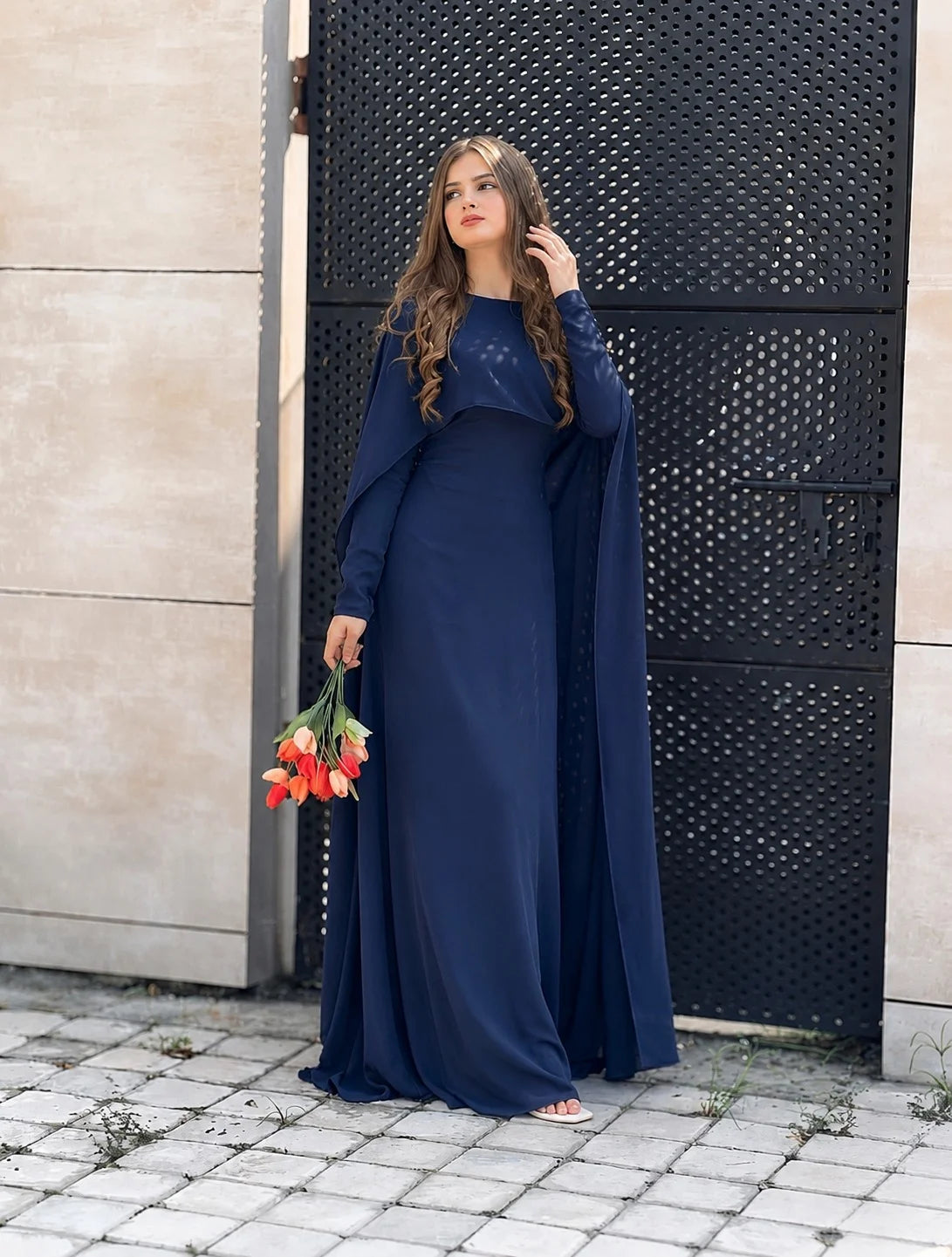 Cape Chiffon Maxi with full sleeves