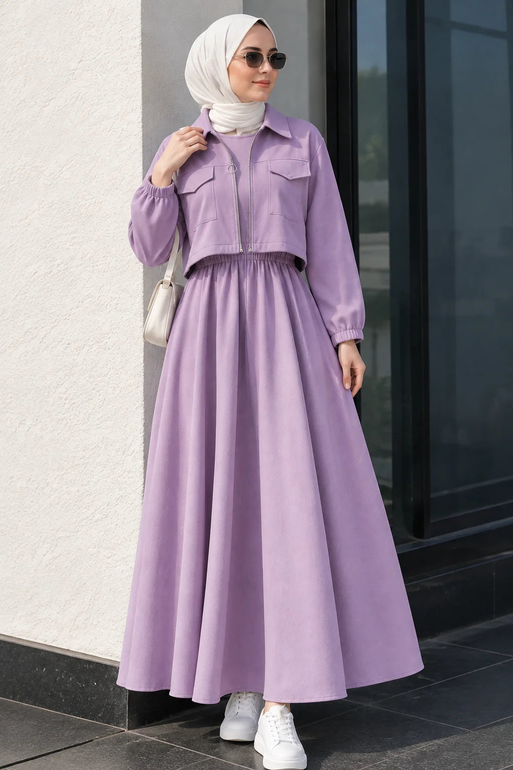 Zipper Jacket & Sleeveless Maxi – 2 Piece - view 6 | Sunflare.pk