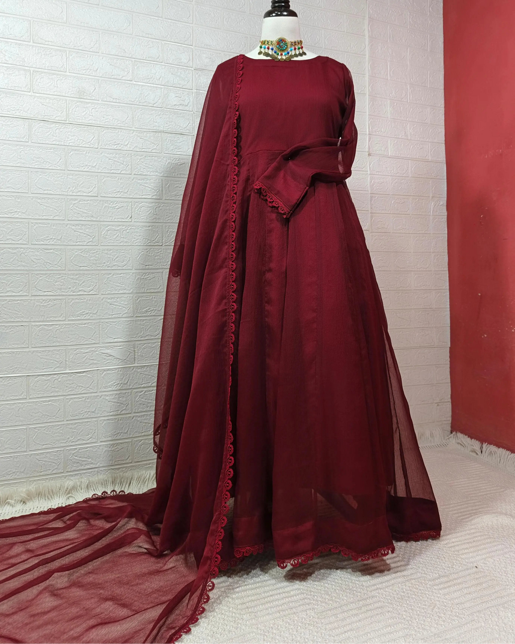 Mahrosh – Chiffon Formal Maxi Dress with Dupatta